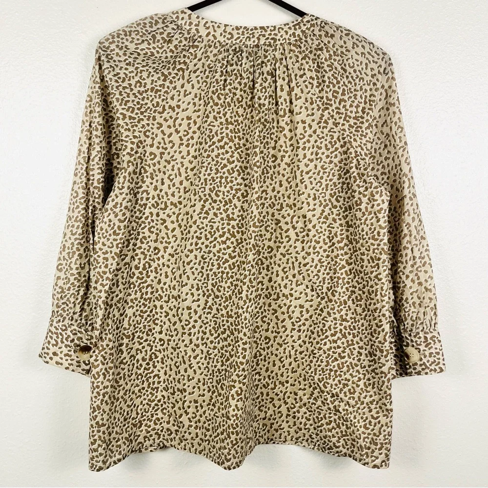 Tuckernuck Leopard Animal Print Brannen Cotton Popover Blouse Top Small